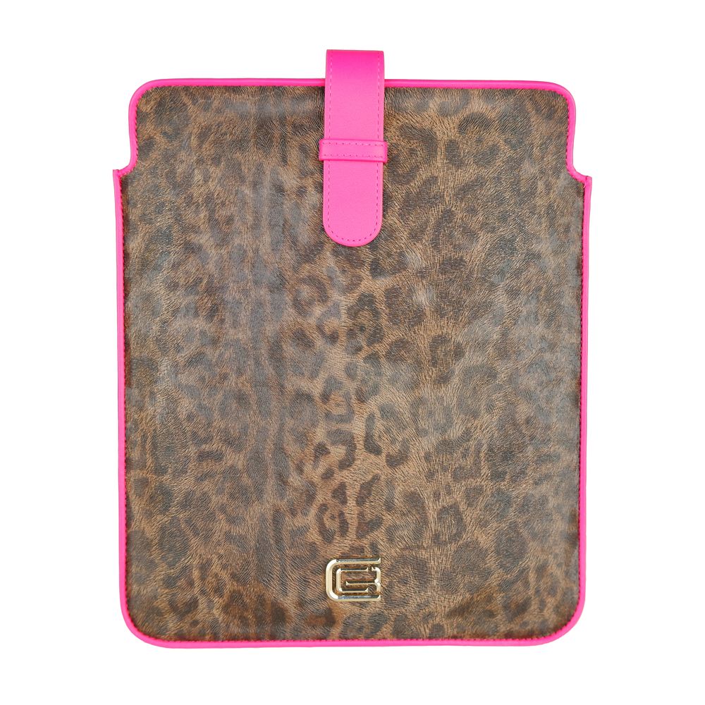 Cavalli Class Fuchsia Leopard Print Calfskin Tablet Case