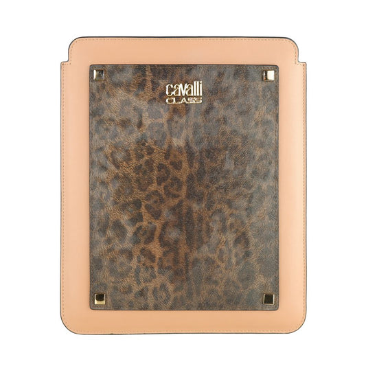 Cavalli Class Chic Leopard Print Calfskin Tablet Case