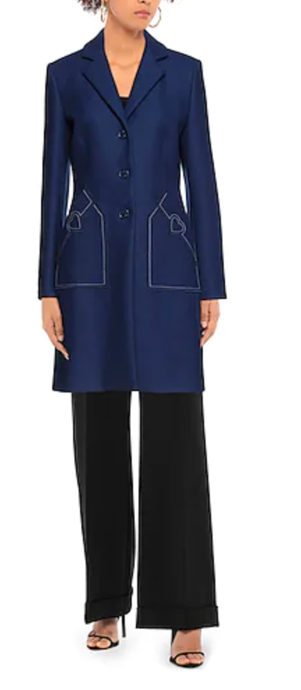 Love Moschino Elegant Embroidered Heart Wool Coat