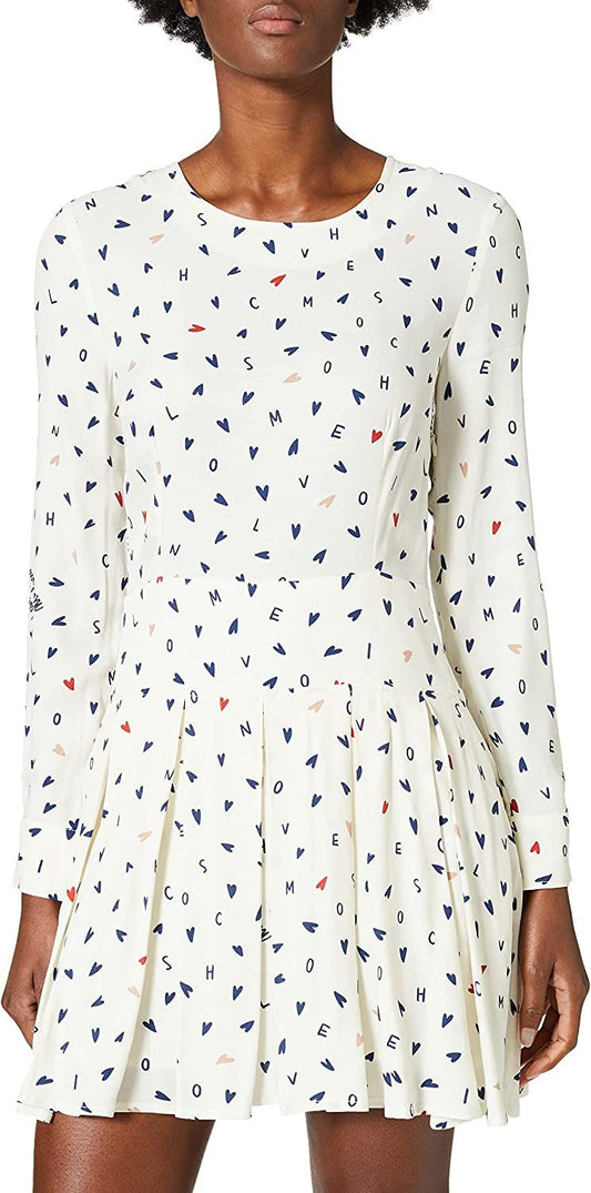 Love Moschino Elegant White Viscose Dress with Signature Design