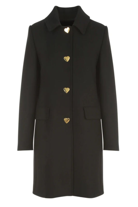 Love Moschino Elegant Wool Blend Coat with Heart Buttons