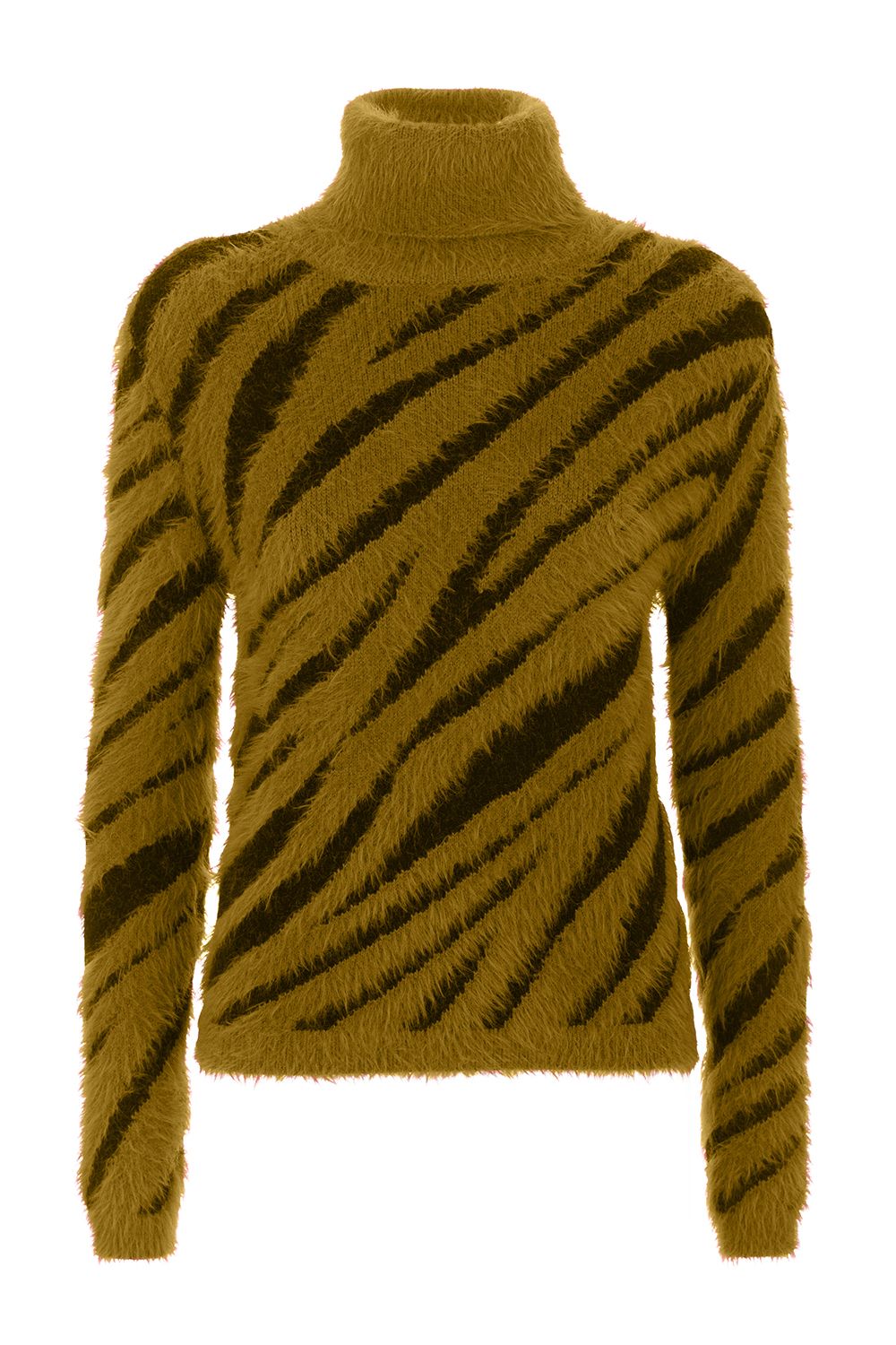 Imperfect Elegant Striped High Collar Sweater