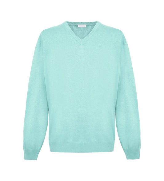 Malo Elegant V-Neck Green Cashmere Sweater