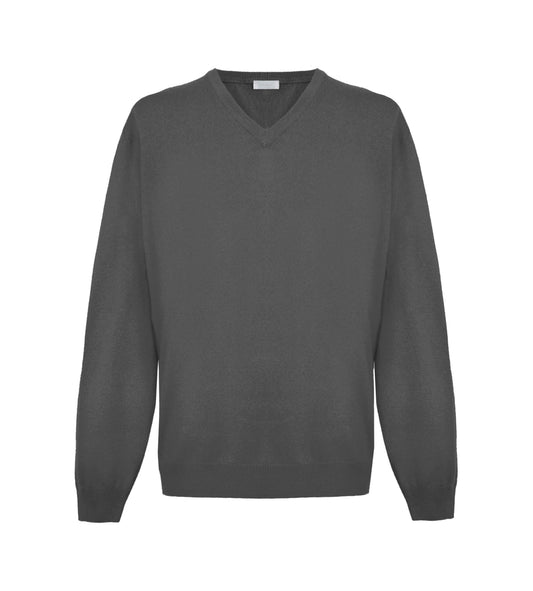 Malo Elegant V-Neck Cashmere Sweater in Magnet Gray