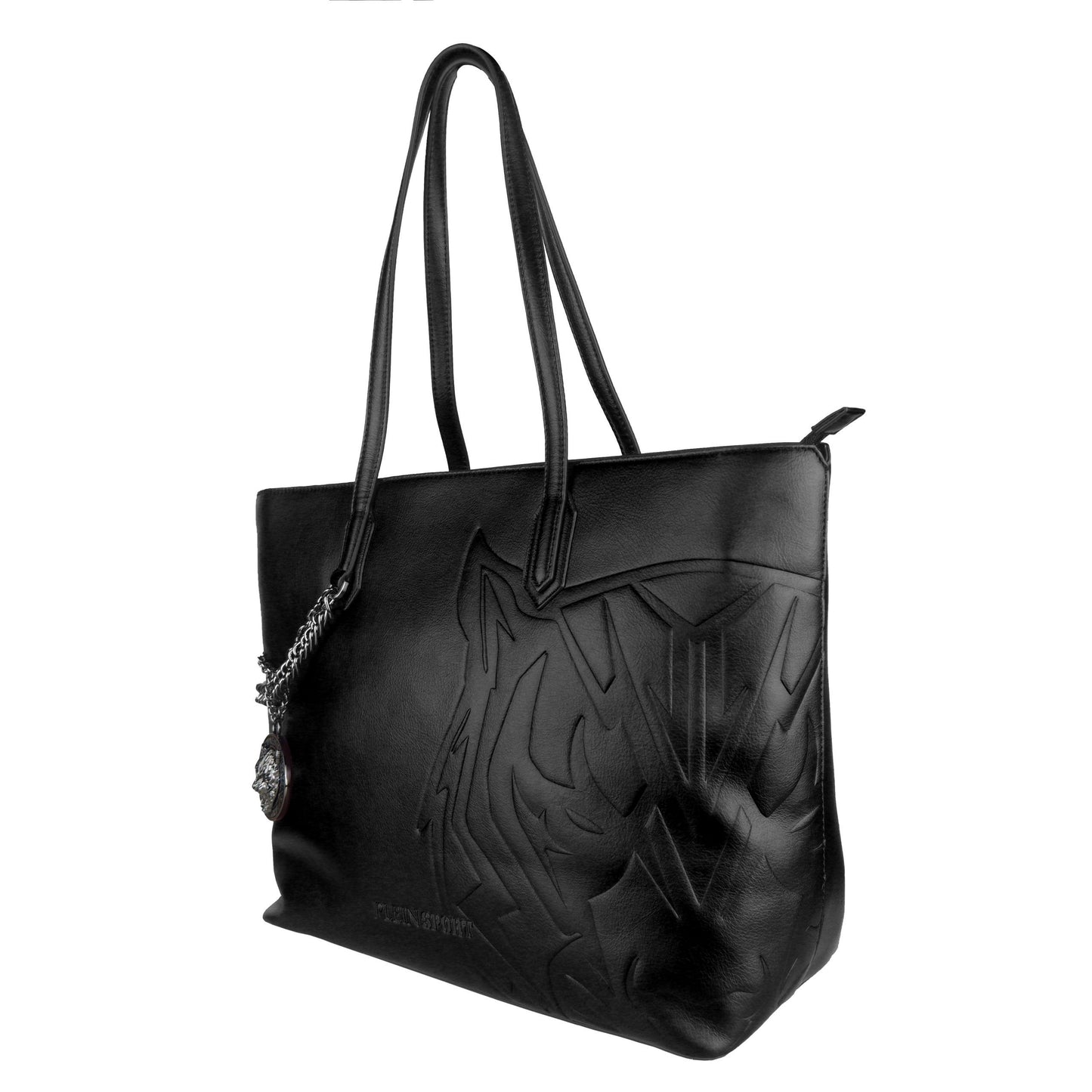 Plein Sport Chic Black Eco-Leather Shopper Tote