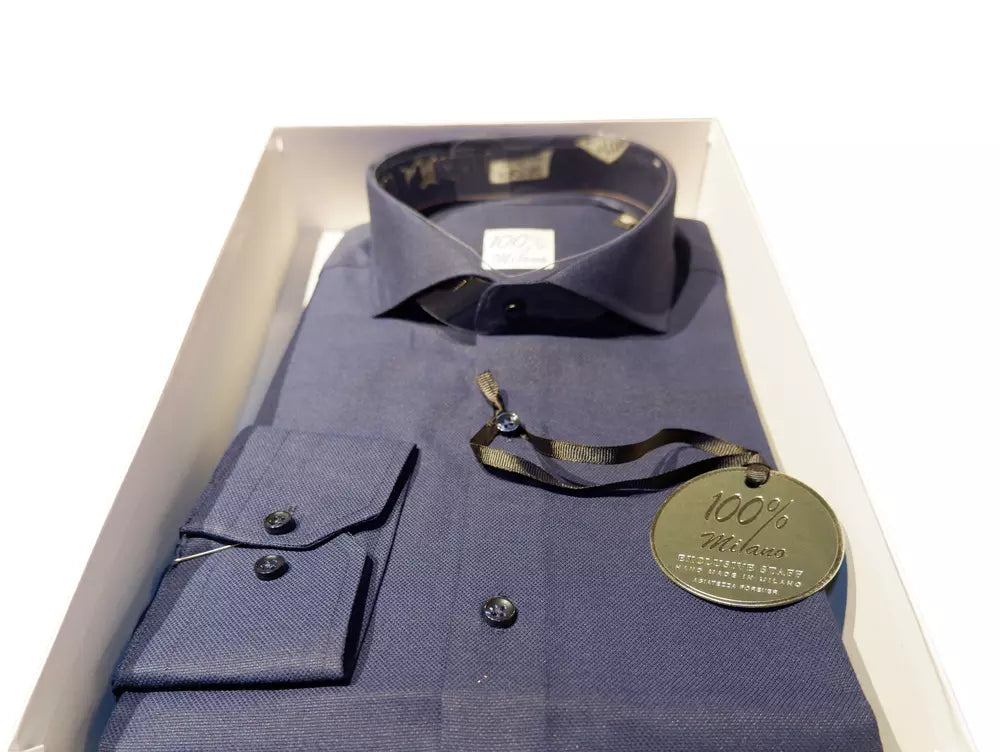 Made in Italy Elegant Blue Oxford Shirt for Men