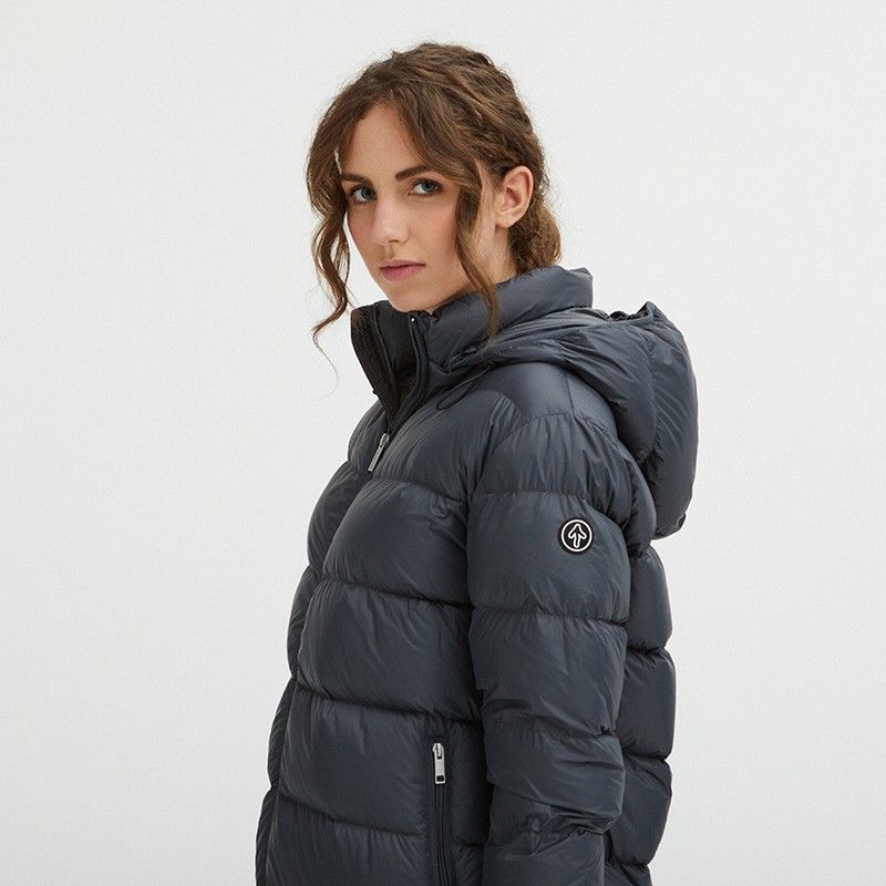 Centogrammi Luxurious Padded Hooded Jacket in Dark Grey