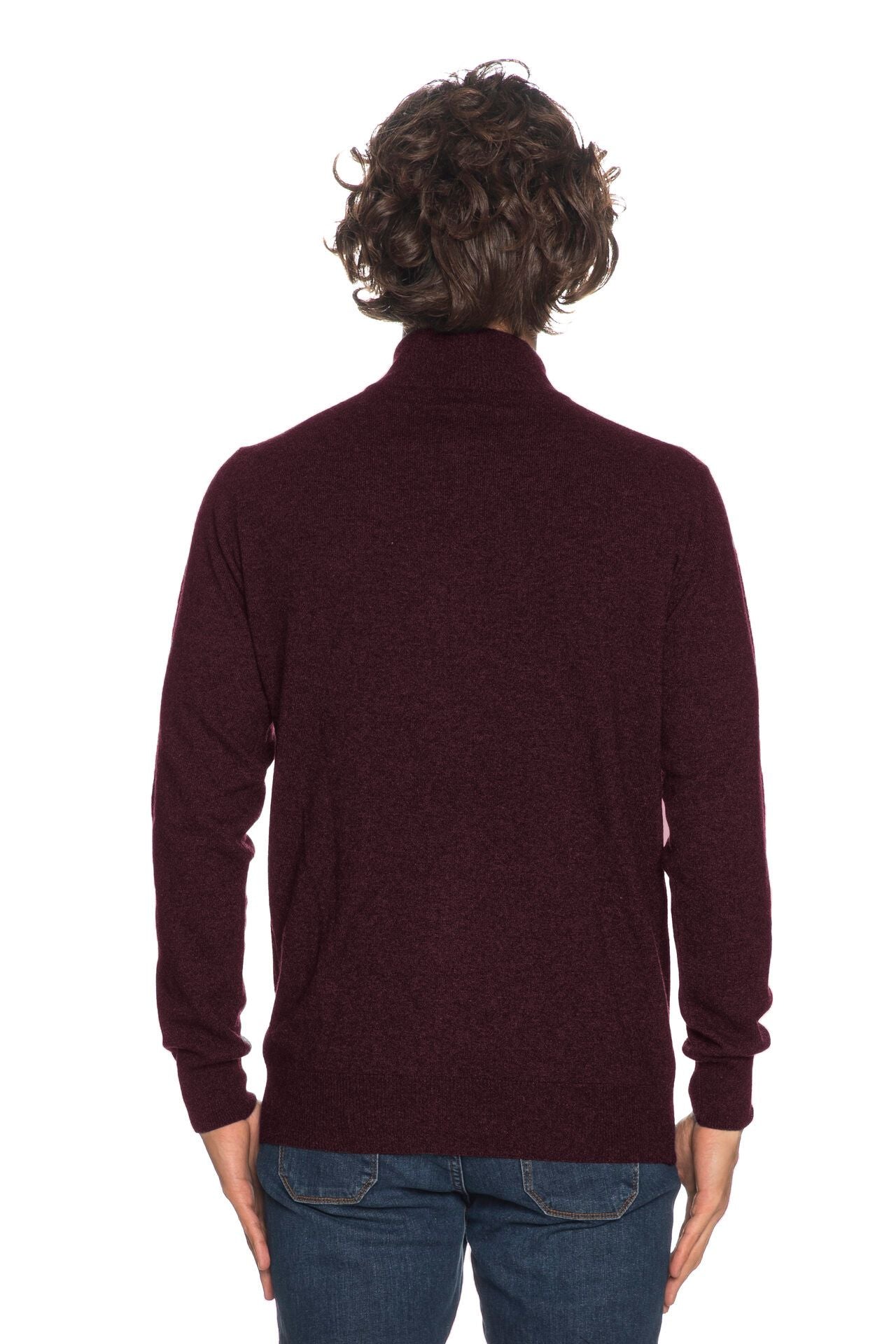 Refrigiwear Burgundy Wool-Cashmere Blend High-Collar Cardigan