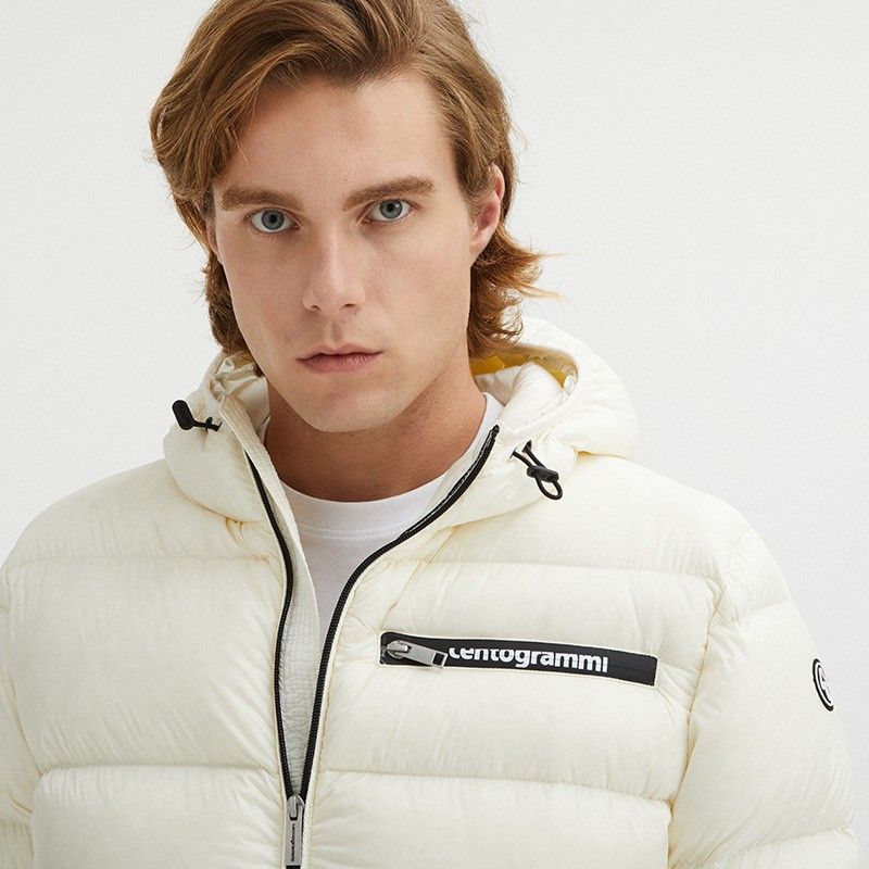 Centogrammi Elegant White Hooded Down Jacket