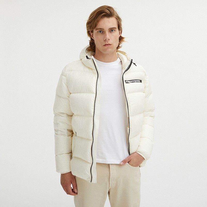 Centogrammi Elegant White Hooded Down Jacket