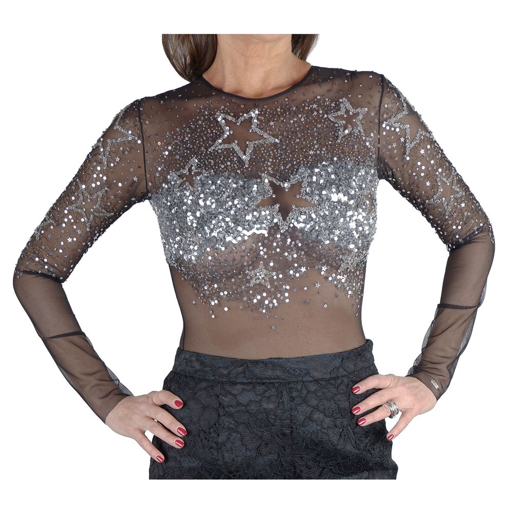 Elisabetta Franchi Chic Sequined Semi-Transparent Body Top