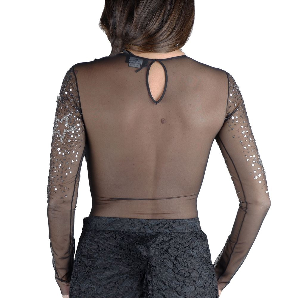 Elisabetta Franchi Chic Sequined Semi-Transparent Body Top