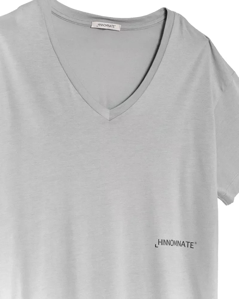 Hinnominate Chic V-Neck Logo Tee in Heather Gray