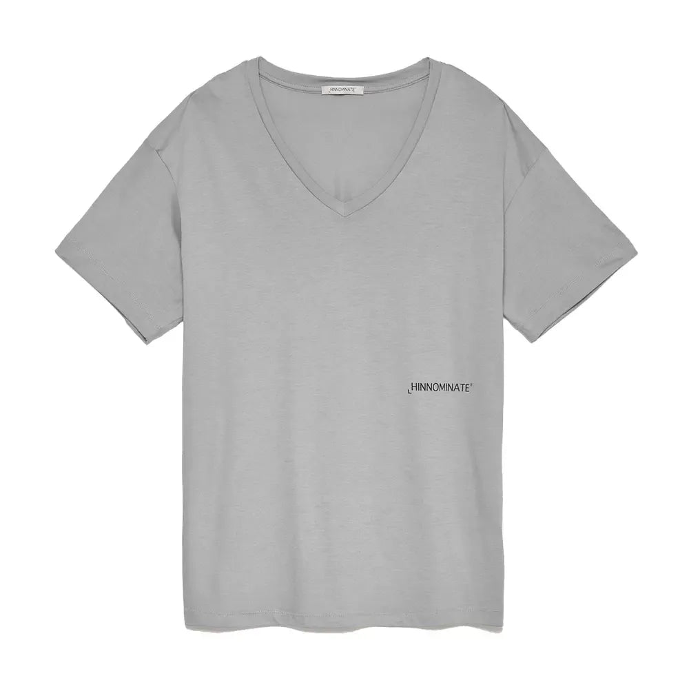 Hinnominate Chic V-Neck Logo Tee in Heather Gray