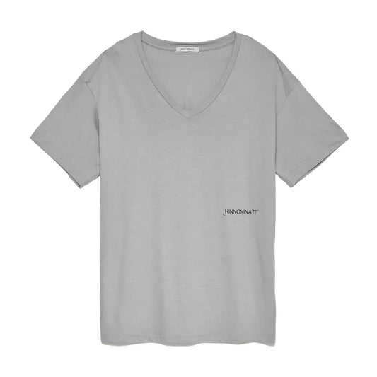 Hinnominate Chic V-Neck Logo Tee in Heather Gray