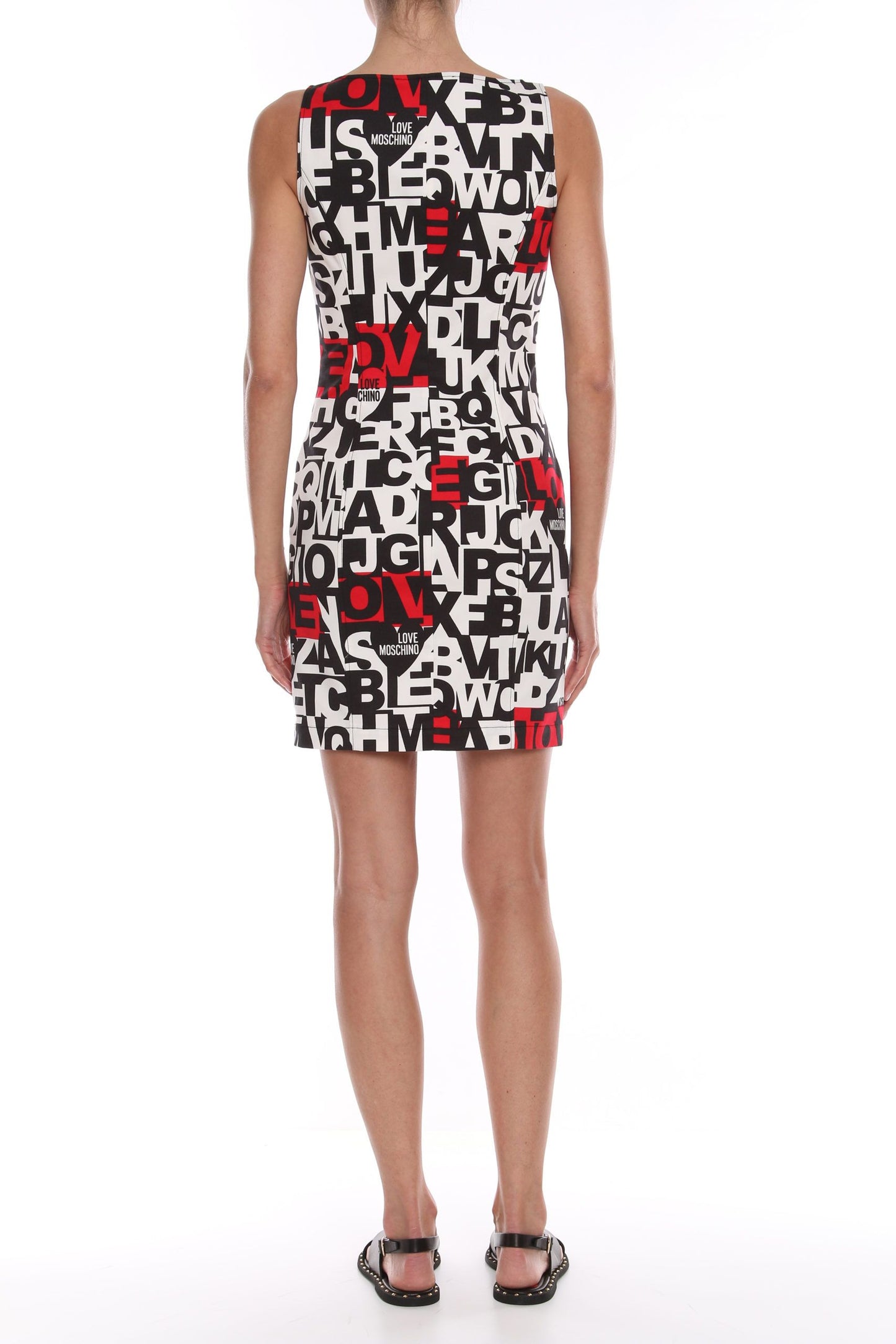 Love Moschino Chic Monochrome Dress with Red Accent