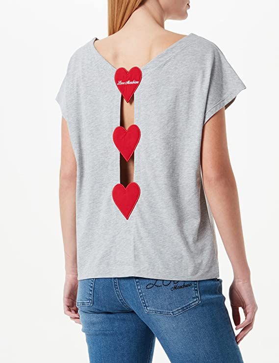 Love Moschino Chic Embroidered Heart Logo Cotton Tee