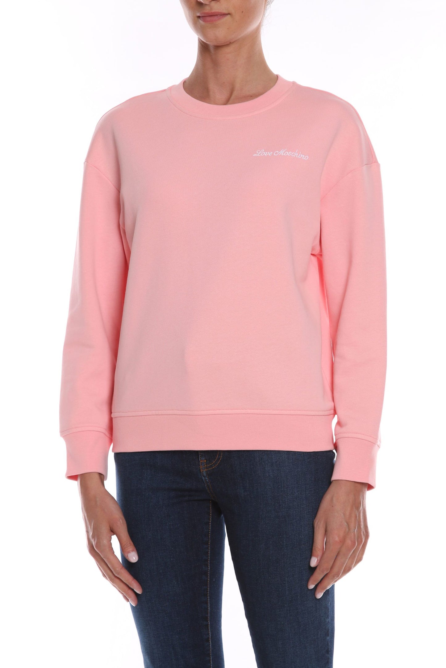 Love Moschino Chic Hearts Back Slit Crewneck Sweatshirt