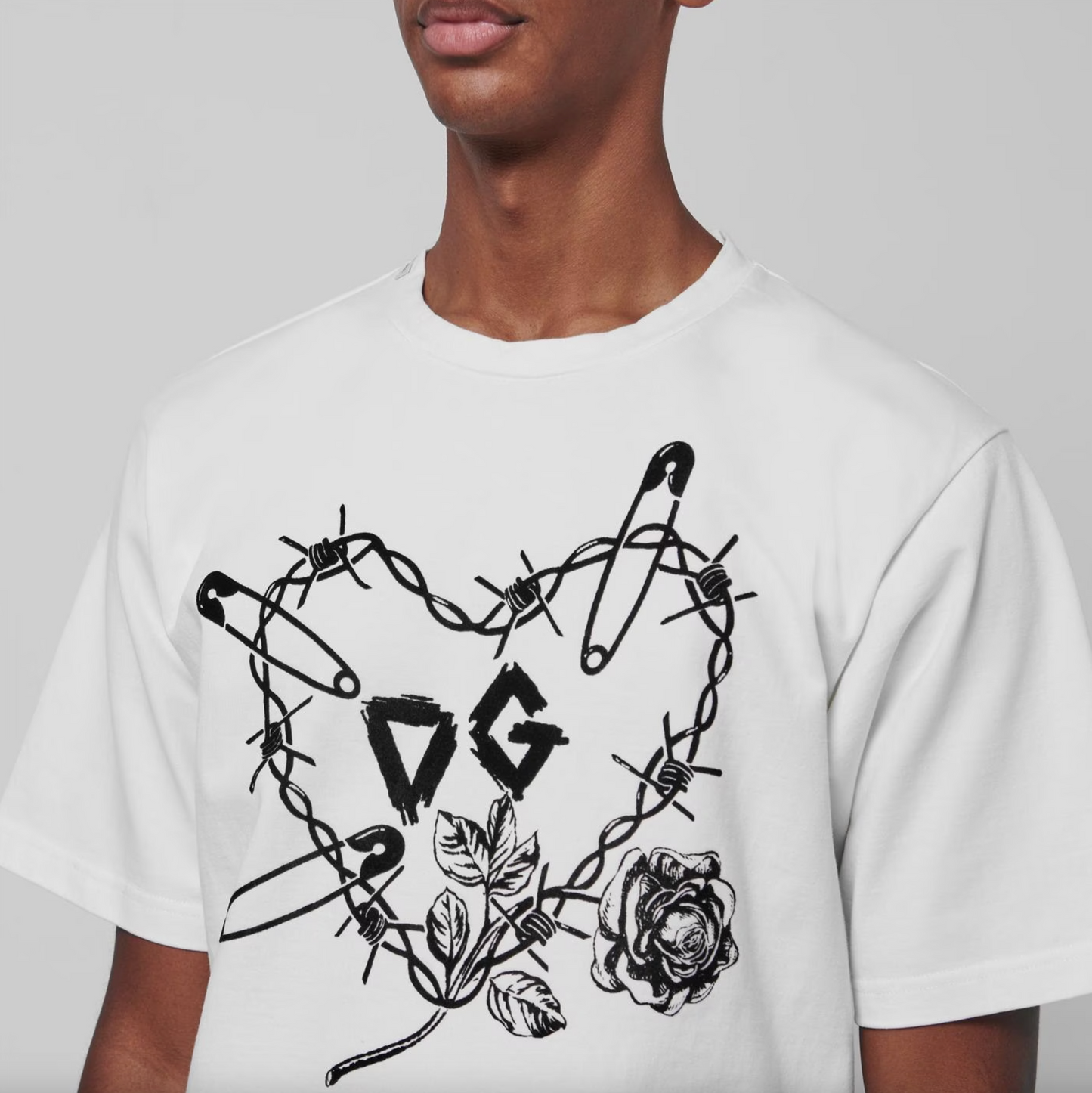 Dolce & Gabbana Elegant Velvet Detailed Cotton T-Shirt