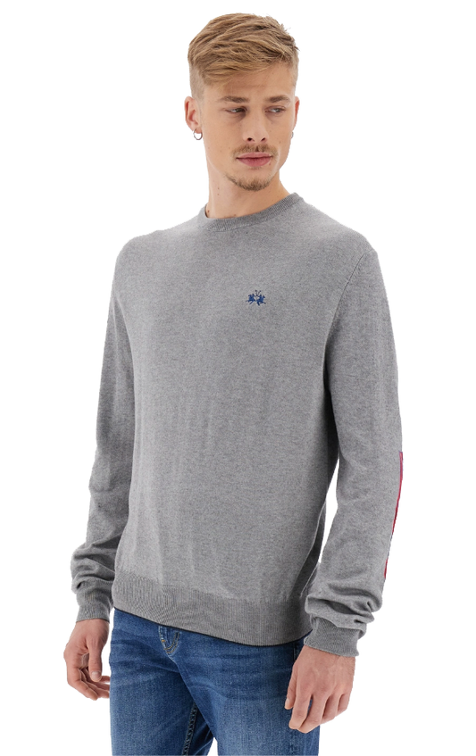 La Martina Embroidered Logo Cotton Crew Neck Sweater