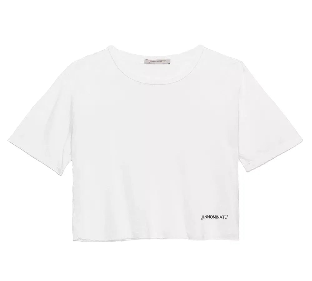 Hinnominate Elegant Raw Cut Modal Tee with Logo Print