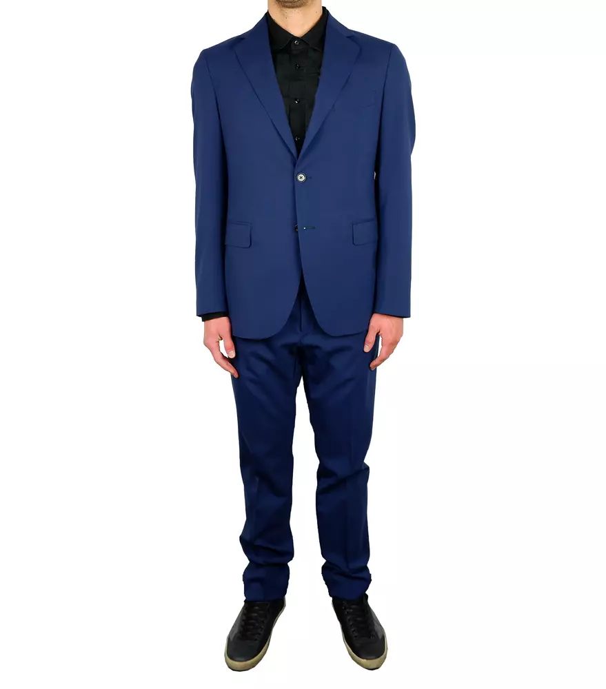 Aquascutum Elegant Blue Wool Blend Two-Piece Suit