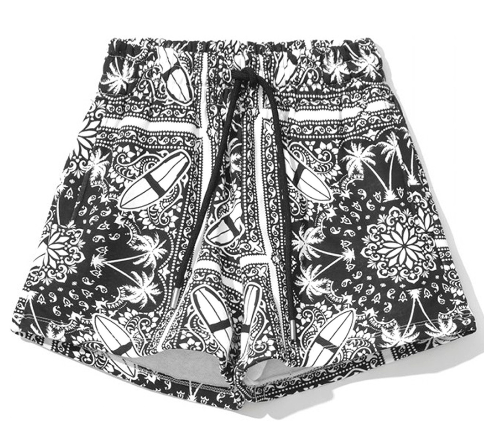 Comme Des Fuckdown Chic Monochrome Palms Cotton Shorts