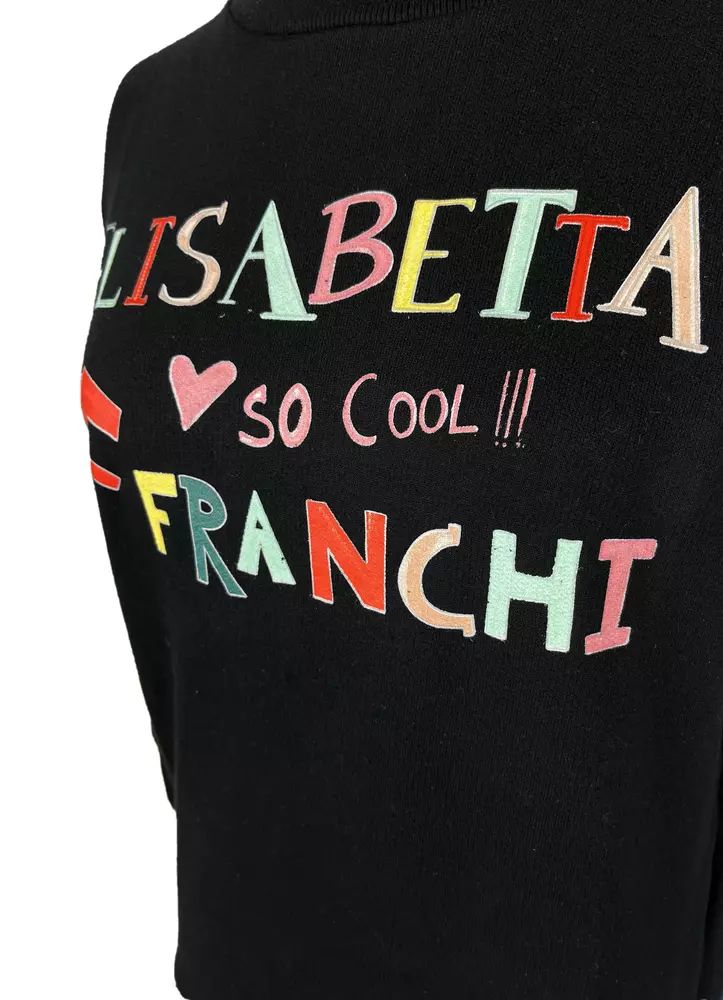 Elisabetta Franchi Chic Black Cotton Sweatshirt with Front Print