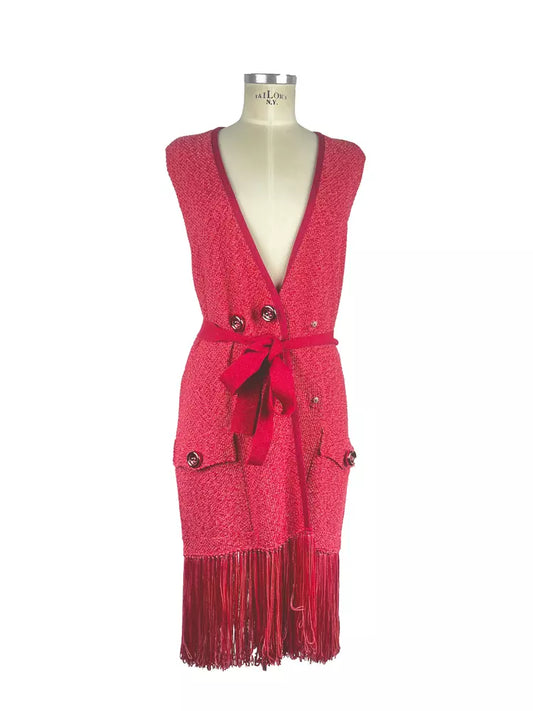 Elisabetta Franchi Fuchsia Sleeveless V-Neck Cardigan