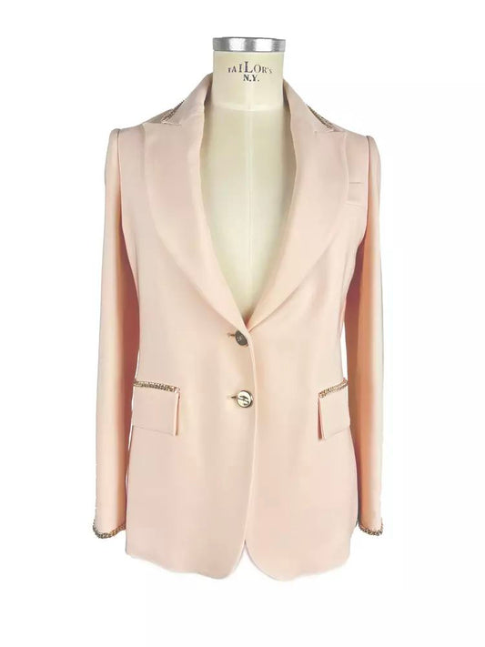 Elisabetta Franchi Chic Blush Blazer with Gold Detailing