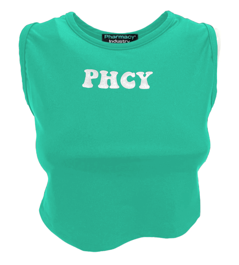 Pharmacy Industry Sleeveless Lycra Logo Print Top – Emerald Green