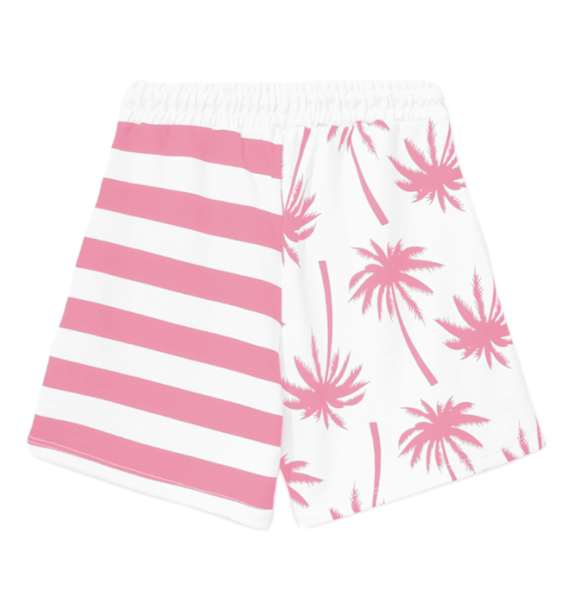 Comme Des Fuckdown Chic Pink Striped Drawstring Shorts