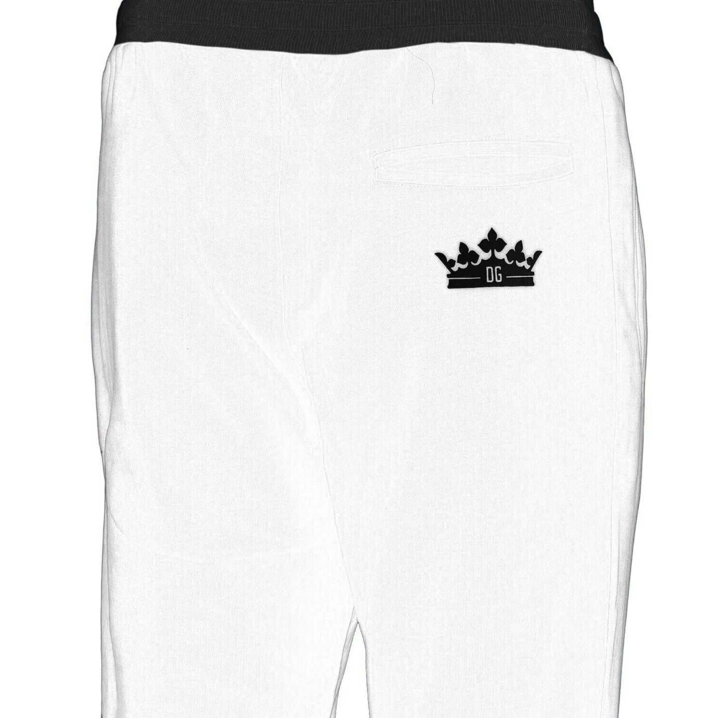 Dolce & Gabbana Elegant White Cotton Trousers with Crown Motif