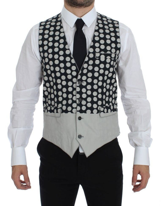 Dolce & Gabbana Blue Polka Dot Dress Vest Gilet Weste