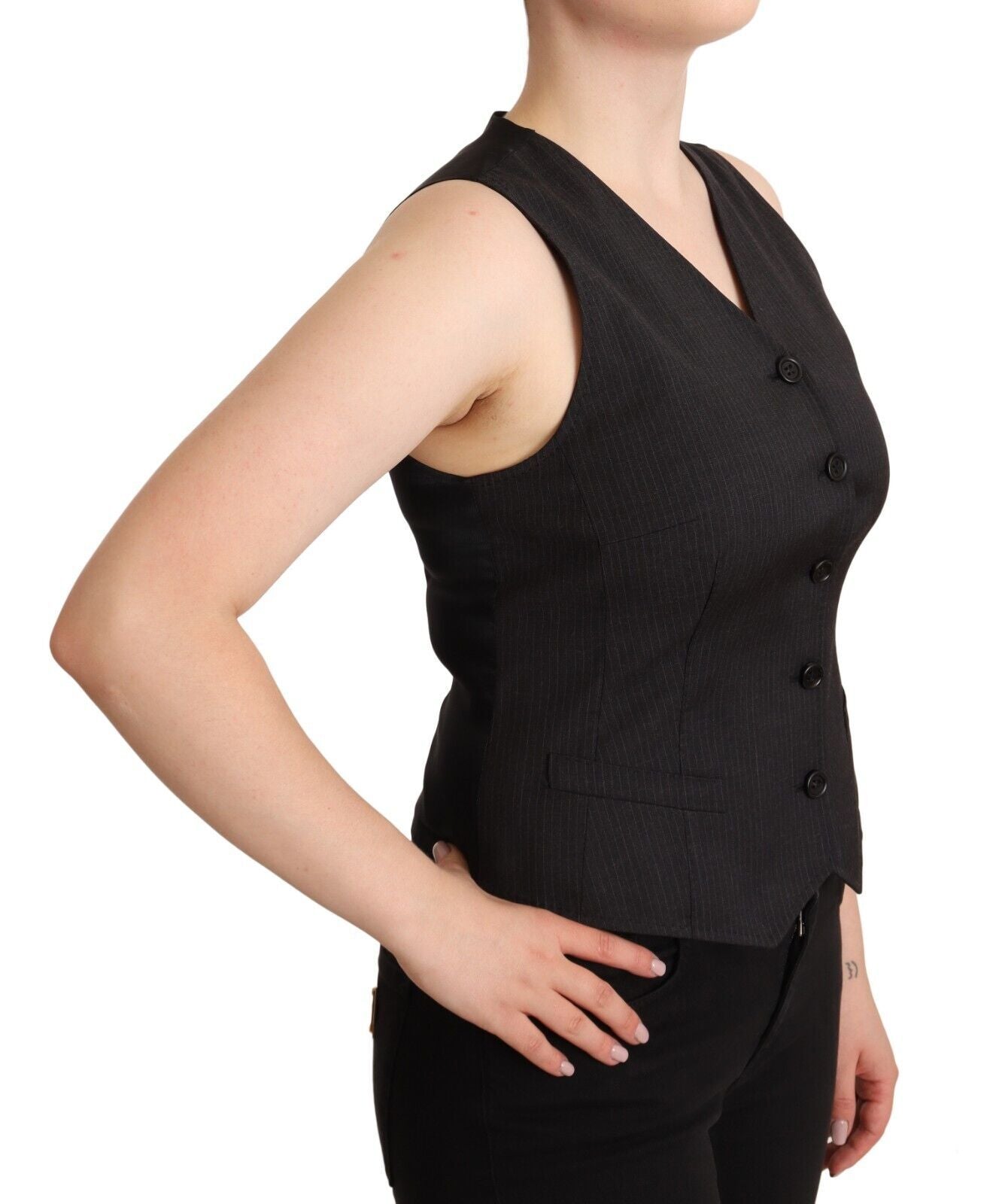 Dolce & Gabbana Elegant Black Wool Blend Waistcoat Vest Top