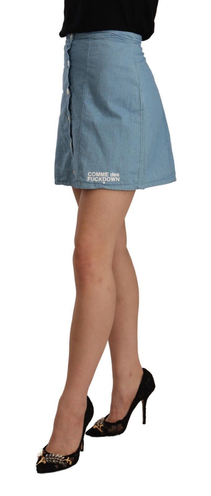 Comme Des Fuckdown Chic High Waist Blue A-Line Mini Skirt