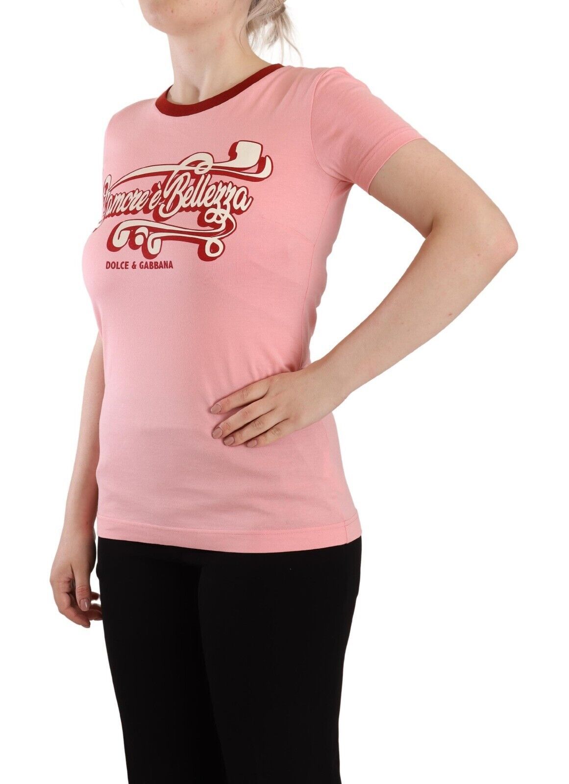 Dolce & Gabbana Chic Pink Logo Crew Neck Tee