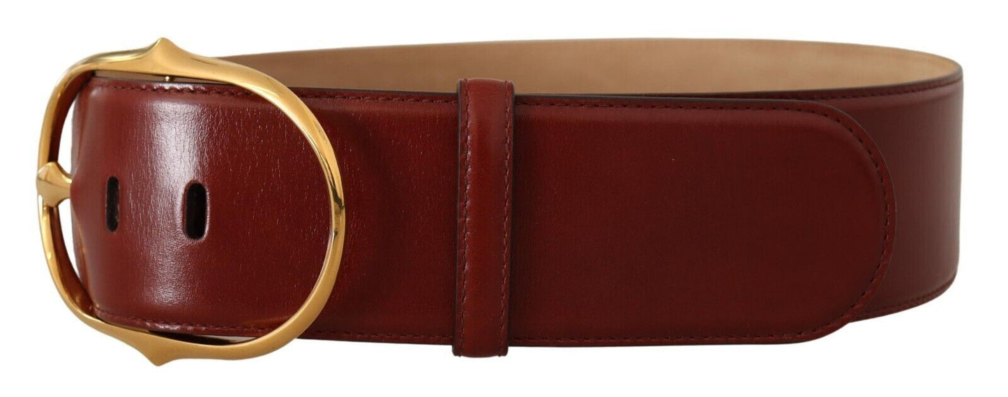 Dolce & Gabbana Elegant Maroon Leather Belt with Gold Buckle