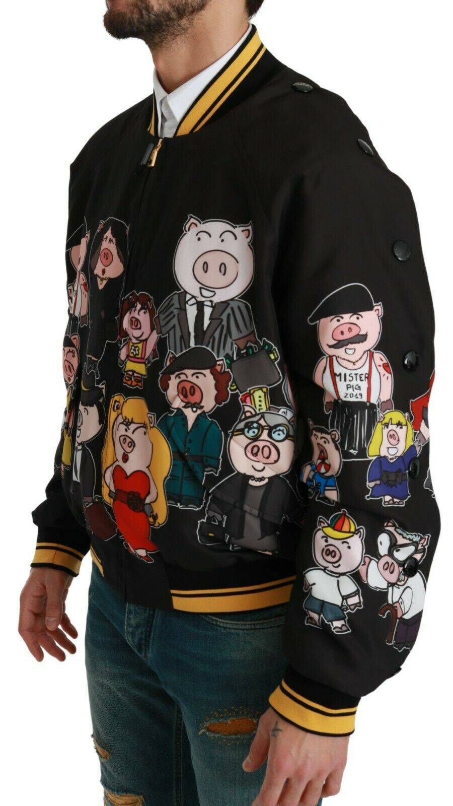 Dolce & Gabbana Black YEAR OF THE PIG Bomber Jacket