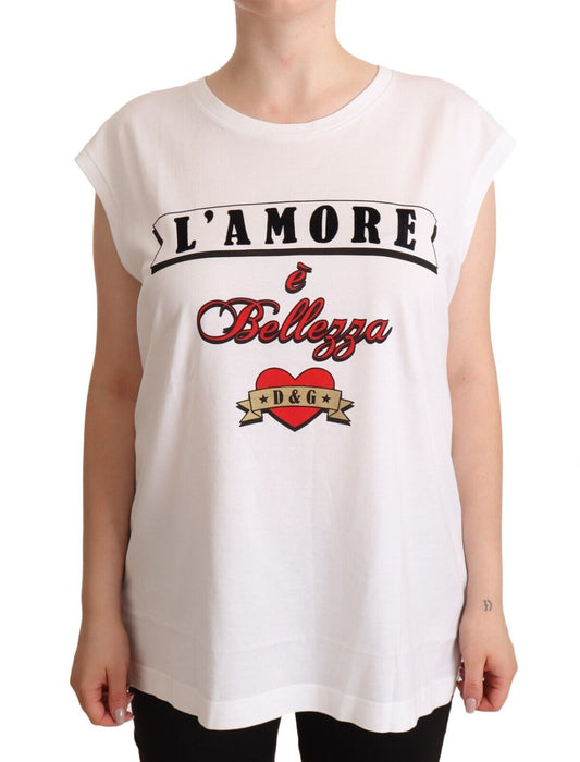 Dolce & Gabbana Elegant White Motive Print Tank Top