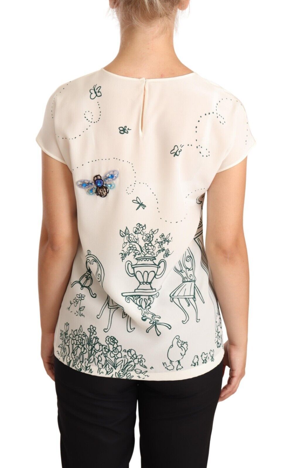 Dolce & Gabbana Elegant Silk Botanical Garden Fountain Tee