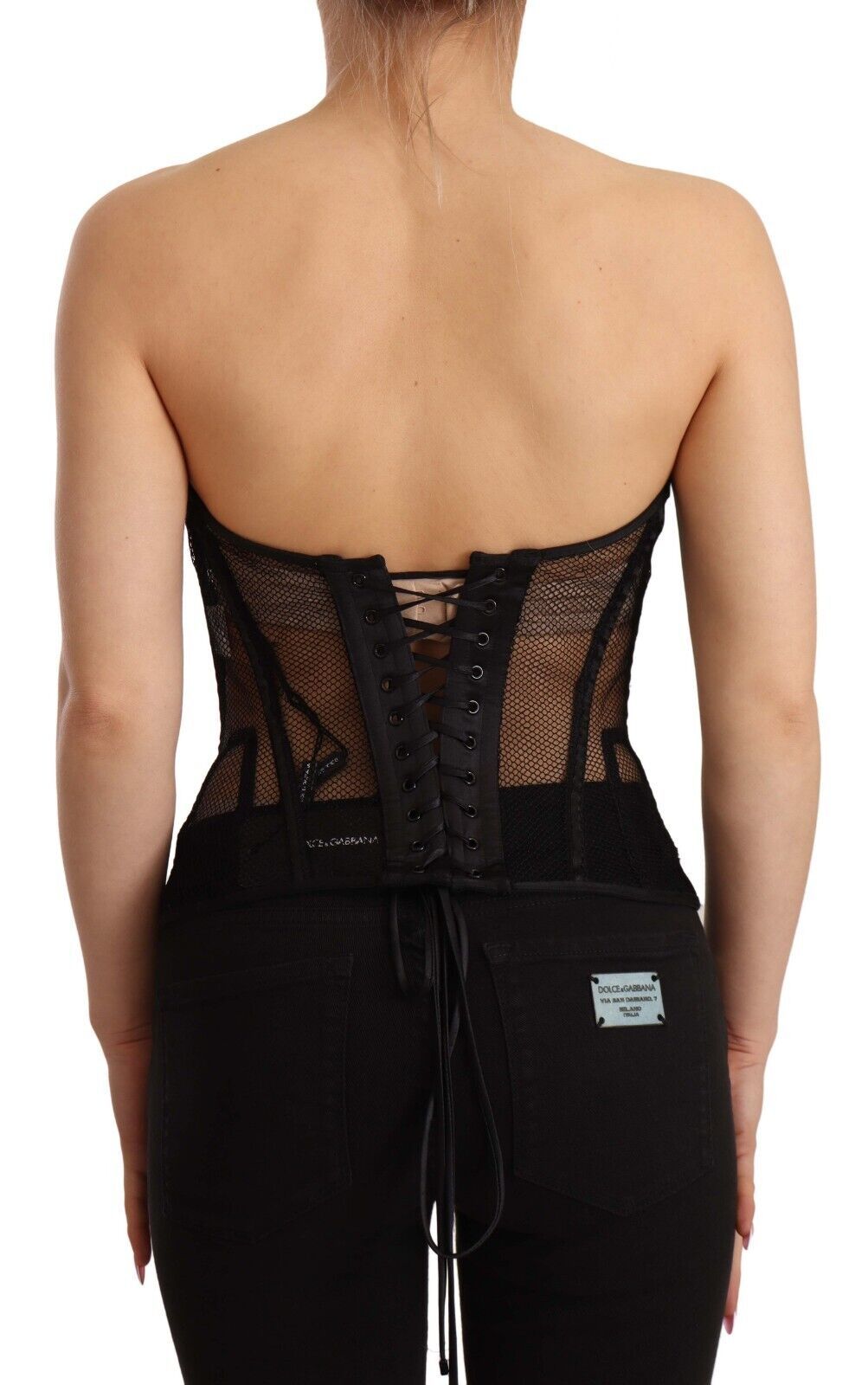 Dolce & Gabbana Black Viscose Bustier Corset Strapless Top