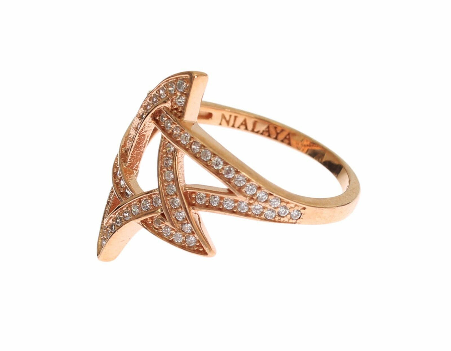 Nialaya Pink Gold Plated Silver CZ Crystal Ring