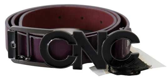 Costume National Brown Leather Large Logo Letter Buckle Belt