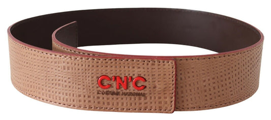 Costume National White Leather Logo Fashion Waist Belt