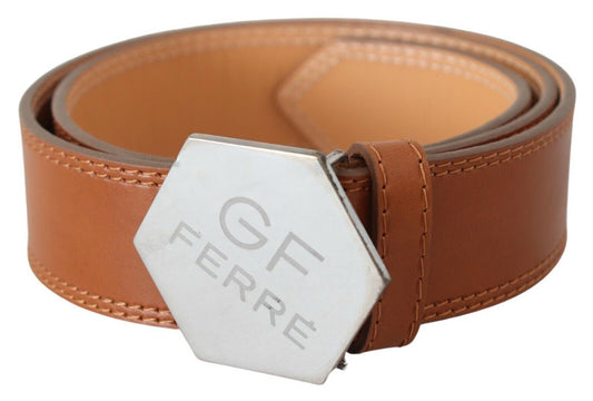 GF Ferre Elegant Brown Leather Adjustable Belt