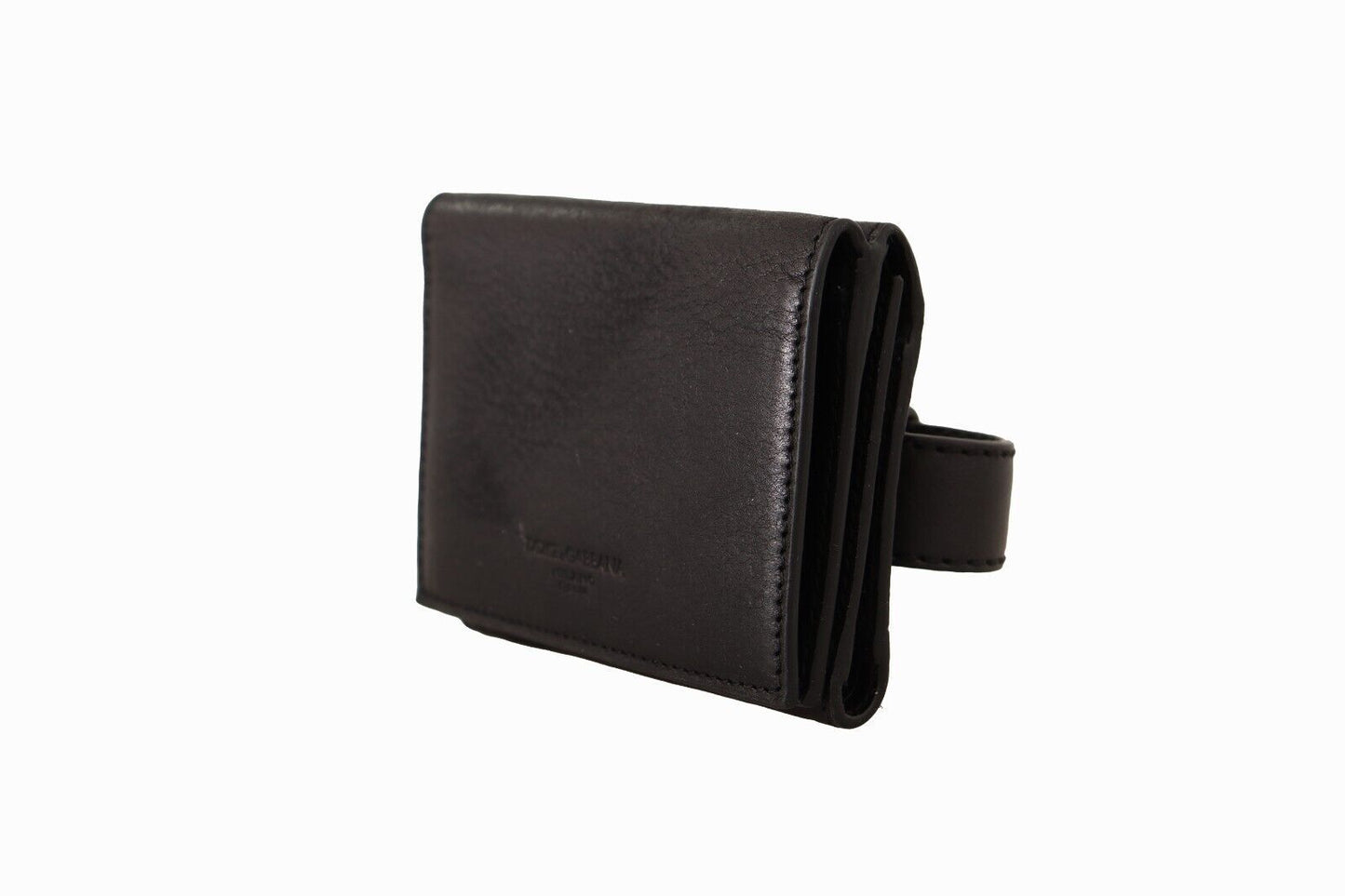 Dolce & Gabbana Elegant Black Leather Multi-Kit Trifold Wallet