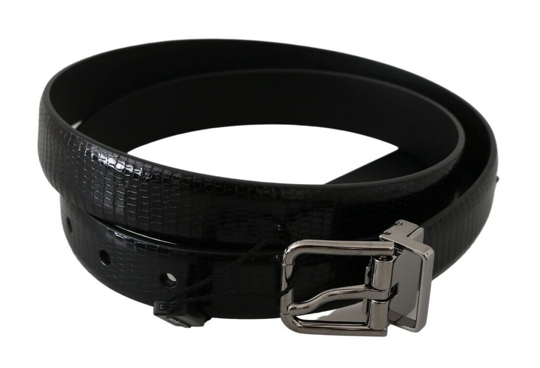 Dolce & Gabbana Elegant Lizard Skin Leather Belt in Black