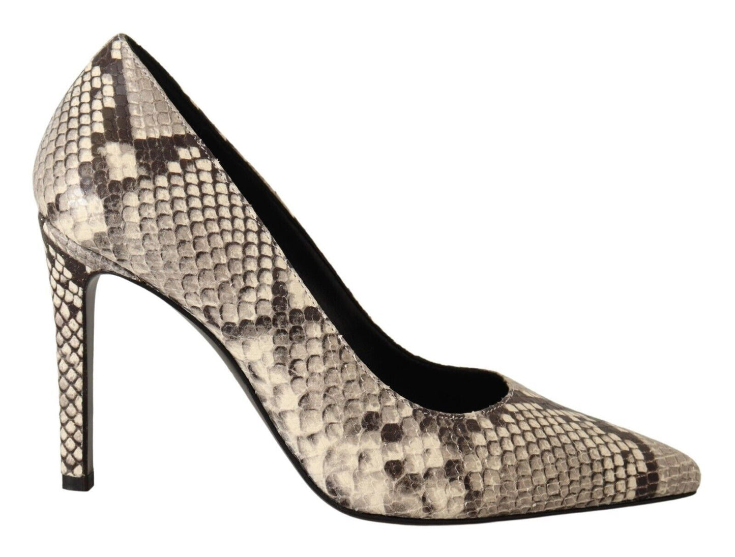 Sofia Chic Gray Snake Print Leather Heels