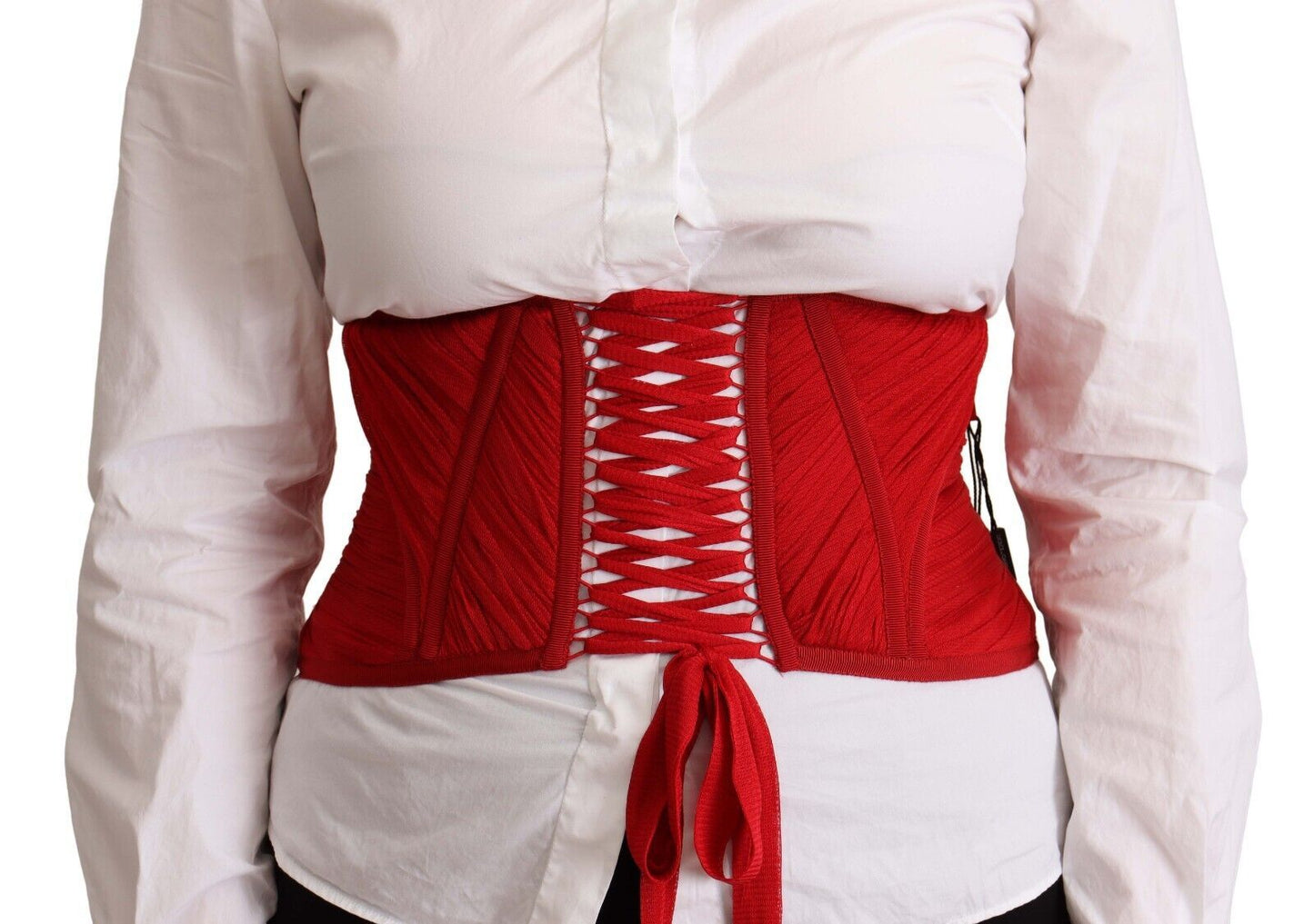 Dolce & Gabbana Elegant Red Silk Corset Belt Top